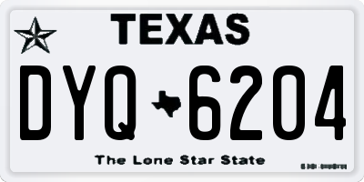 TX license plate DYQ6204