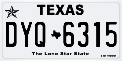 TX license plate DYQ6315