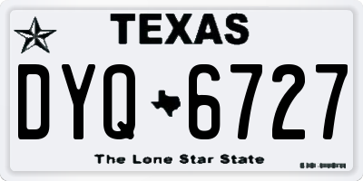TX license plate DYQ6727