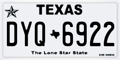 TX license plate DYQ6922