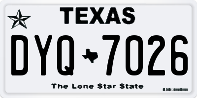 TX license plate DYQ7026