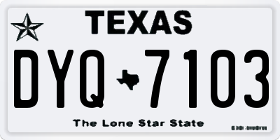 TX license plate DYQ7103