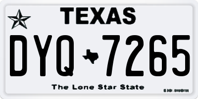 TX license plate DYQ7265