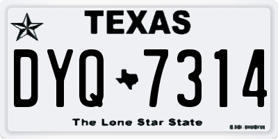 TX license plate DYQ7314