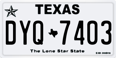 TX license plate DYQ7403