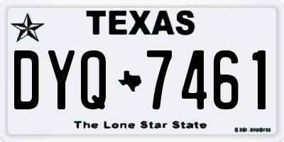 TX license plate DYQ7461
