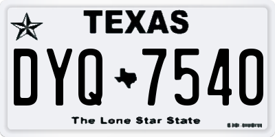 TX license plate DYQ7540