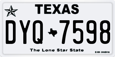 TX license plate DYQ7598