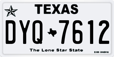TX license plate DYQ7612