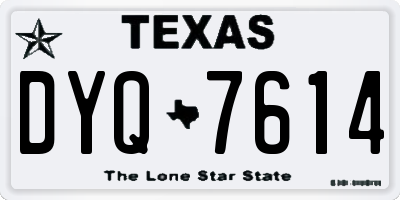 TX license plate DYQ7614
