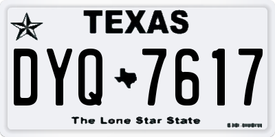 TX license plate DYQ7617