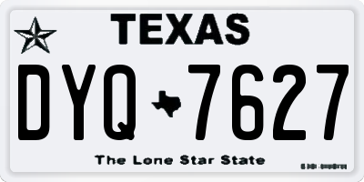 TX license plate DYQ7627