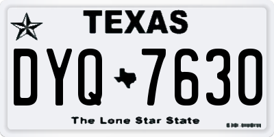 TX license plate DYQ7630