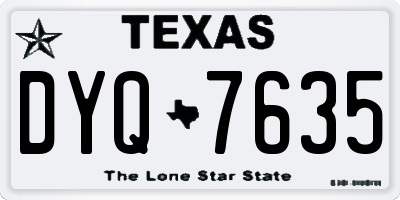 TX license plate DYQ7635