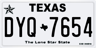 TX license plate DYQ7654