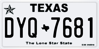 TX license plate DYQ7681