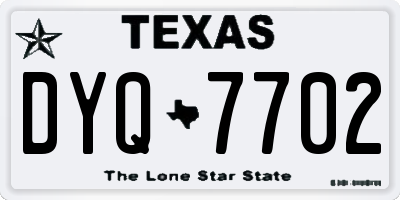TX license plate DYQ7702