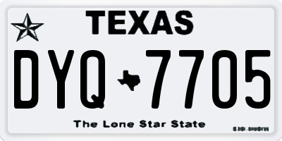 TX license plate DYQ7705