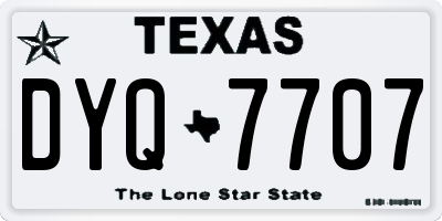 TX license plate DYQ7707