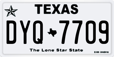 TX license plate DYQ7709