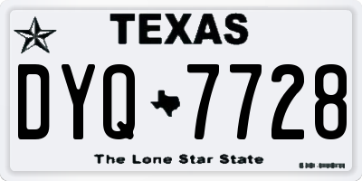 TX license plate DYQ7728