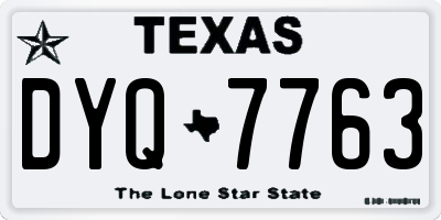 TX license plate DYQ7763