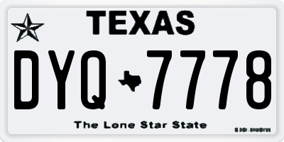 TX license plate DYQ7778