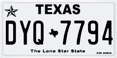 TX license plate DYQ7794
