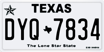 TX license plate DYQ7834