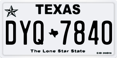 TX license plate DYQ7840
