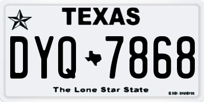 TX license plate DYQ7868