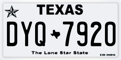 TX license plate DYQ7920