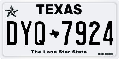 TX license plate DYQ7924