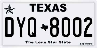 TX license plate DYQ8002