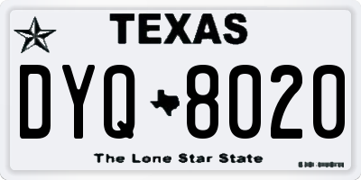 TX license plate DYQ8020
