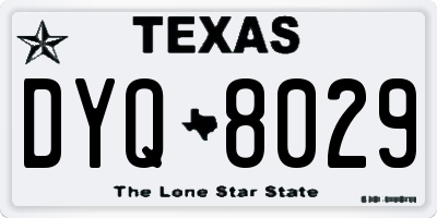 TX license plate DYQ8029