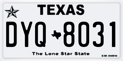 TX license plate DYQ8031