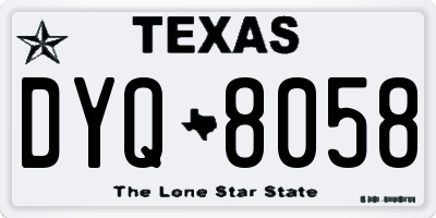 TX license plate DYQ8058