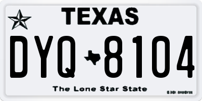 TX license plate DYQ8104