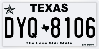 TX license plate DYQ8106