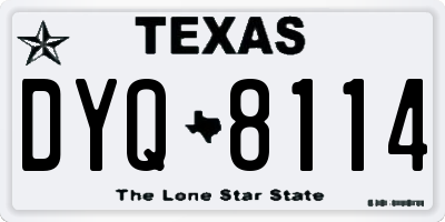 TX license plate DYQ8114