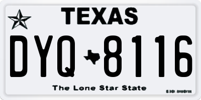 TX license plate DYQ8116