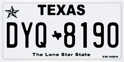 TX license plate DYQ8190