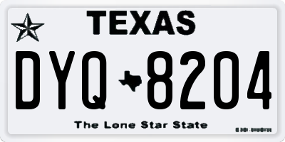 TX license plate DYQ8204