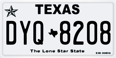 TX license plate DYQ8208