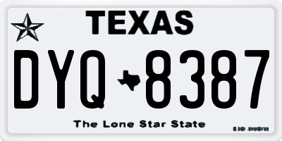 TX license plate DYQ8387
