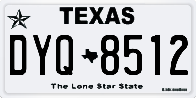 TX license plate DYQ8512