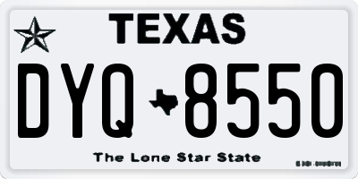 TX license plate DYQ8550