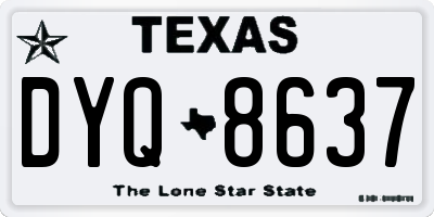 TX license plate DYQ8637