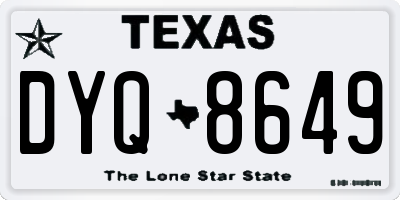 TX license plate DYQ8649